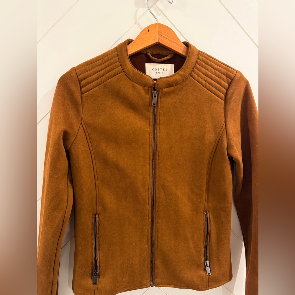 NWOT Costes Basic Suedine Biker Suede Jacket Size: Medium - Picture 5 of 13